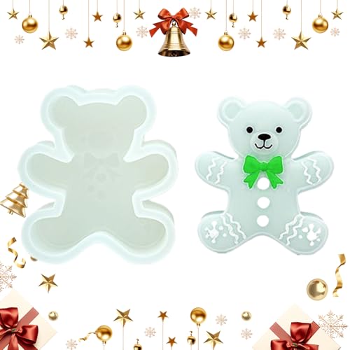 Fierudeng Weihnachts Harz Formen,Bären Förmchen Für Süßigkeiten | Antihaft Backformen Einfache Entformung Handwerk Silikonform Für Kerzen Harz Seife Backen Cupcake Deko von Fierudeng