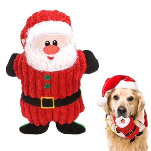 Fierudeng Weihnachts Hundespielzeug - Hund Santa Spielzeug | Niedliches Kau Spielpuppe Für Kleine Mittelgroße Rassen Senior Haustier Outdoor Park Schlafzimmer Wohnzimmer Für Zuhause von Fierudeng
