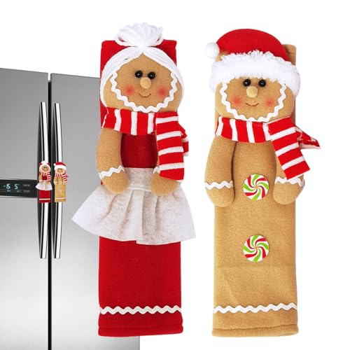 Fierudeng Weihnachts Kühlschrank Griffabdeckungen,Wiederverwendbare Weihnachts Kühlschrank Griff Handschuhe | Niedliche Dekoration Handschuhe Für Geschirrspüler Mikrowellen Küche Haushalt von Fierudeng