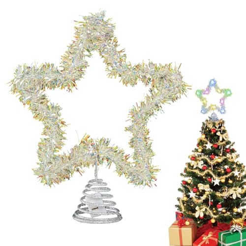 Fierudeng Weihnachtsstern Baumspitze Mit Lichtern - Glitzer Stern Weihnachtsbaumschmuck Spitzen Dekoration - Festliche Saisonale Deko Für Wohnzimmer Schlafzimmer Büro Bar Shop | Neujahrsfeier von Fierudeng