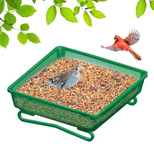 Fierudeng Wildvogelfutterstationen | Vogelfutterstelle Bodenschale - Metall Futterstation Quadratisches Netz Tablett, Futterspender Für Gartendeko Eichhörnchen von Fierudeng