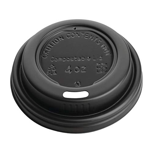 Fiesta Green kompostierbare Espressotassendeckel 113 ml (Packung: 50 Stück), Schwarz, CPLA Espressotassendeckel, zertifiziert kompostierbar BS EN 13432, geeignet für Temperaturen bis zu 100°C, DY982 von Fiesta Green