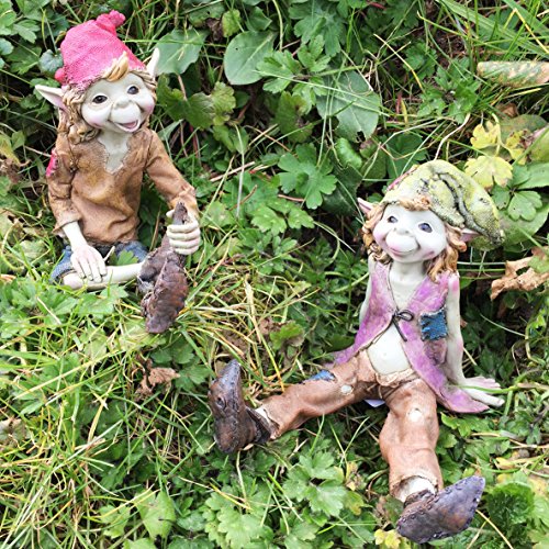 Fiesta Studios Elfen-Sitzfiguren, Magical Mystery, Hochwertige Gartendekoration, Kinderset, 2 Figuren, Höhe: 12 cm von Fiesta Studios