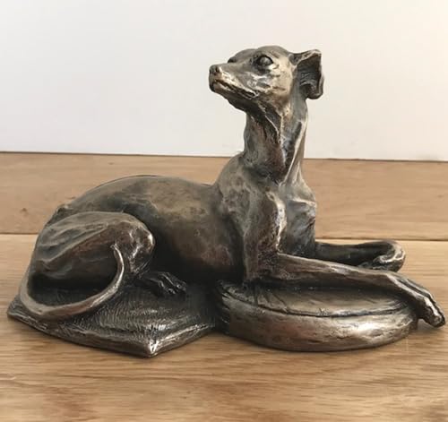 Fiesta Studios Harriet Glen's Whippet liegender Hund Kaltgussbronze Skulptur Heimdekoration oder Geschenkidee 8,5 cm von Fiesta Studios