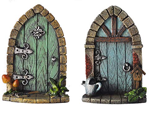 Fiesta Studios Miniatur Pixie, Elf, Fee Tür - Tree Garden Home Decor - Spaß skurrile Geschenk Figur - H9cm (beide) von Fiesta Studios
