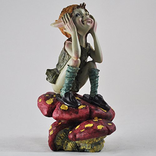Pixie Denken auf Pilz – Grün Garten Home Decor – Fun Schrulliges Geschenk Figur – Anthony Fisher von Fiesta Studios