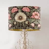 Lampenschirm Im William Morris Stil, Rosa Und Creme Mohn Muster Auf Schwarz, Handgefertigten Bedruckten Stoff Goldfutter, Landhaus Dekor Lampenschirm Im William Morris Stil, Rosa Und Creme Mohn Muster Auf Schwarz, Handgefertigten Bedruckten Stoff Goldfutter, Landhaus Dekor von FifiBadgerDesigns