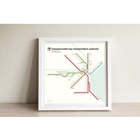 Boston Mbta Subway Map - Originales Poster/Kunstdruck von FiftyThreeStudio