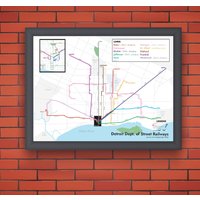 Detroit Streetcar System Map Druck, 1950 - Original Kunstposter von FiftyThreeStudio