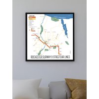 Rochester, Ny Subway & Streetcar Map Print, 1929 - Original Retro Kunst Poster von FiftyThreeStudio