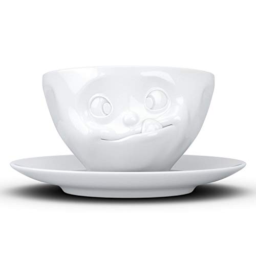 FIFTYEIGHT PRODUCTS / Tassen / Kaffeetasse „Lecker“ (Porzellan, 200 ml, weiß, Made in Germany) von FiftyEight
