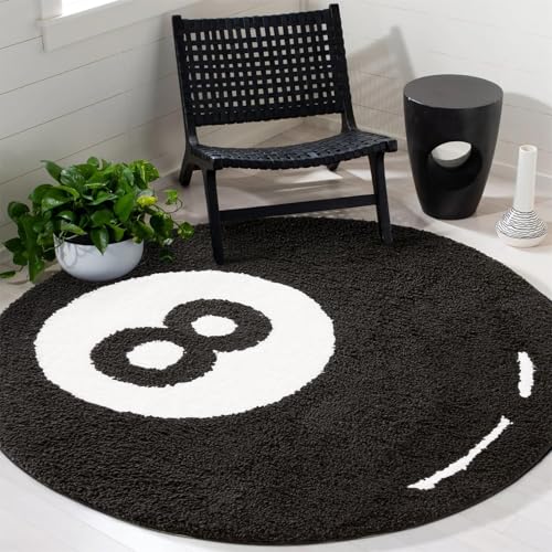 Figarge Badematte Billard 8 Ball Teppich rutschfeste Anti-Schimmel-Matte 60 x 60 cm Y2K Wasserabsorbierende Matte Ultraweiche Mikrofaser Badteppich Coole Teppiche Raumdekoration Zubehör (Schwarz) von Figarge