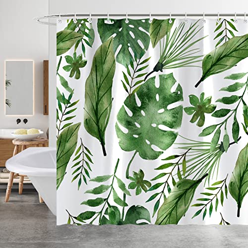 Figarge Duschvorhang Antischimmel, Wasserdicht, Polyester Stoff, Waschbar Duschvorhänge, 180 x 180 cm Shower Curtains für Badewanne und Badezimmer Mit 12 Haken (Tropischer Regenwald) von Figarge