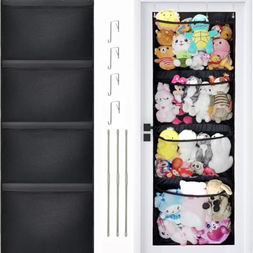 Figarge Over Door Storage Soft Toy Storage Plüsch Storage Bath Storage Mesh Pocket Over The Door Organizer for Bedroom Kid Room (Upgrade Schwarz) von Figarge