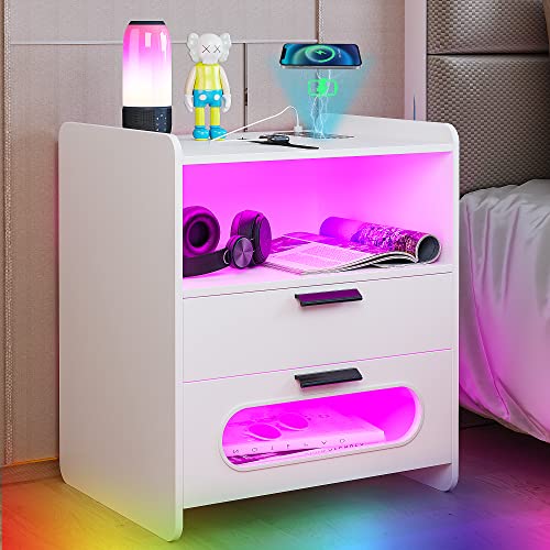 Figbird RGB LED Nachttisch mit Kabellose Ladestation und 1 USB & 1 Type-C Anschlüssen, Nachtschrank mit 24 Einstellbarer Lichtfarben, Einstellbarer Leuchtdichte und Bewegungssensor Figbird RGB LED Nachttisch mit Kabellose Ladestation und 1 USB & 1 Type-C Anschlüssen, Nachtschrank mit 24 Einstellbarer Lichtfarben, Einstellbarer Leuchtdichte und Bewegungssensor von Figbird