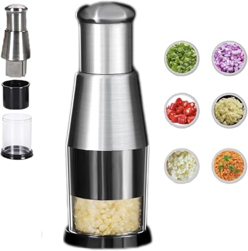 Gourmet Slice Deluxe Cutter, Multifunctional Manual Garlic Press, Manual Pressed Chopper, Stainless Steel Hand Pressure Vegetable Cutter, Garlic Mincer Tool (1 Pcs) von Figskey
