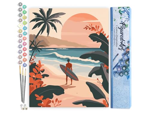 Figured'Art Malen Nach Zahlen Erwachsene Abendwellen - Paint by Numbers Basteln DIY Bastelset 40x50cm ohne Holzrahmen Figured'Art Malen Nach Zahlen Erwachsene Abendwellen - Paint by Numbers Basteln DIY Bastelset 40x50cm ohne Holzrahmen von Figured'Art