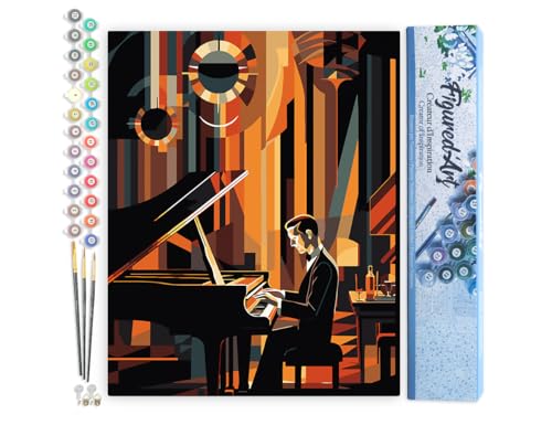 Figured'Art Malen Nach Zahlen Erwachsene Art-Deco-Mann am Klavier - Paint by Numbers Basteln DIY Bastelset 40x50cm ohne Holzrahmen Figured'Art Malen Nach Zahlen Erwachsene Art-Deco-Mann am Klavier - Paint by Numbers Basteln DIY Bastelset 40x50cm ohne Holzrahmen von Figured'Art