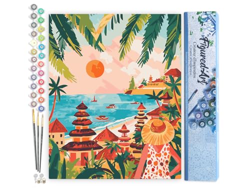 Figured'Art Malen Nach Zahlen Erwachsene Bali Sonnenuntergang - Paint by Numbers Basteln DIY Bastelset 40x50cm ohne Holzrahmen Figured'Art Malen Nach Zahlen Erwachsene Bali Sonnenuntergang - Paint by Numbers Basteln DIY Bastelset 40x50cm ohne Holzrahmen von Figured'Art
