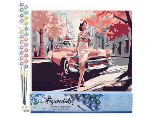 Figured'Art Malen Nach Zahlen Erwachsene Dame mit Rosa Oldtimer - Paint by Numbers Basteln DIY Bastelset 40x50cm ohne Holzrahmen Figured'Art Malen Nach Zahlen Erwachsene Dame mit Rosa Oldtimer - Paint by Numbers Basteln DIY Bastelset 40x50cm ohne Holzrahmen von Figured'Art