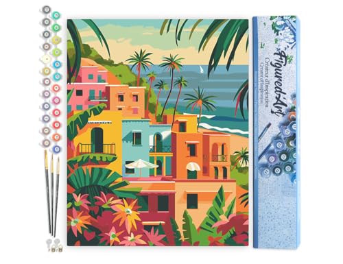 Figured'Art Malen Nach Zahlen Erwachsene Marokkanische Küstenstadt - Paint by Numbers Basteln DIY Bastelset 40x50cm ohne Holzrahmen Figured'Art Malen Nach Zahlen Erwachsene Marokkanische Küstenstadt - Paint by Numbers Basteln DIY Bastelset 40x50cm ohne Holzrahmen von Figured'Art