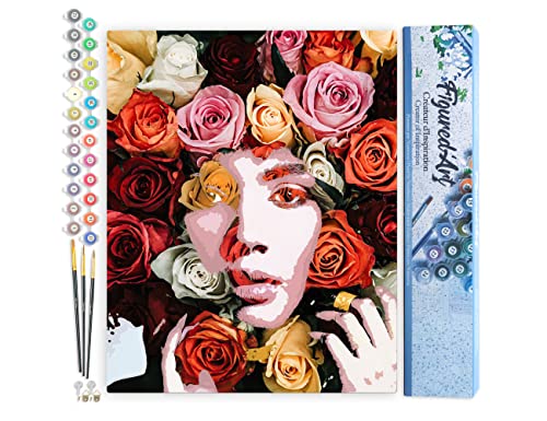 Figured'Art Malen Nach Zahlen Erwachsene Rosengesicht - Paint by Numbers Basteln DIY Bastelset 40x50cm ohne Holzrahmen Figured'Art Malen Nach Zahlen Erwachsene Rosengesicht - Paint by Numbers Basteln DIY Bastelset 40x50cm ohne Holzrahmen von Figured'Art