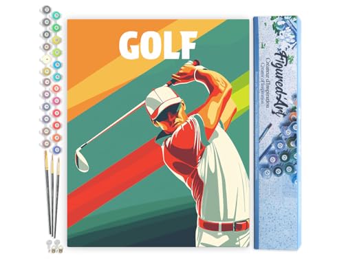 Figured'Art Malen Nach Zahlen Erwachsene Sportposter Golf - Paint by Numbers Basteln DIY Bastelset 40x50cm ohne Holzrahmen von Figured'Art