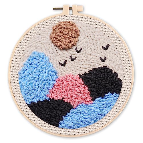 Figured'Art Punch Needle Set für Erwachsene - Stickerei, ideal für Anfänger - Rolling Hills - 20x20cm mit rundem Rahmen Figured'Art Punch Needle Set für Erwachsene - Stickerei, ideal für Anfänger - Rolling Hills - 20x20cm mit rundem Rahmen von Figured'Art