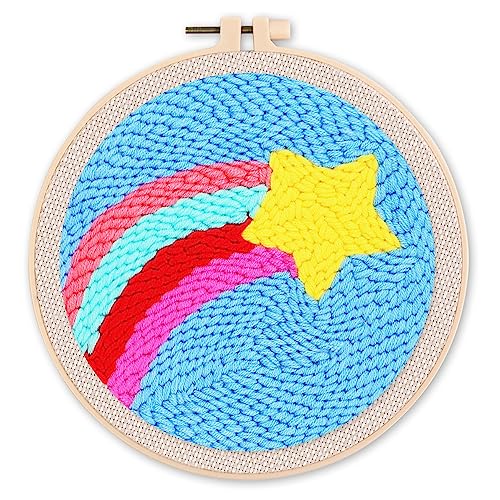 Figured'Art Punch Needle Set für Erwachsene - Stickerei, ideal für Anfänger - Sternschnuppe - 20x20cm mit rundem Rahmen Figured'Art Punch Needle Set für Erwachsene - Stickerei, ideal für Anfänger - Sternschnuppe - 20x20cm mit rundem Rahmen von Figured'Art