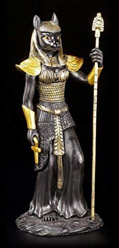 Ägyptische Bastet Figur schwarz-Gold - Krieger Deko Ägypten Statue Gott Götter von Figuren Shop GmbH