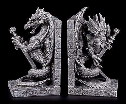 Drachen Buchstützen Set - Wissenswächter - Figuren Drachenfigur Gothic Deko von Figuren Shop GmbH