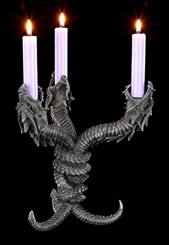 Drachen Kerzenhalter Gothic - Hydra - Drachenfigur Deko Gothic Figuren Kerzenständer von Figuren Shop GmbH