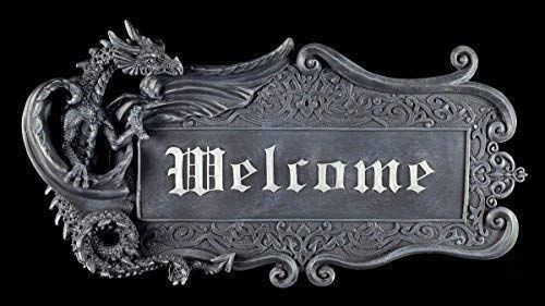 Drachen Türschild 37 cm groß - Welcome - Willkommen Gothic Schild Figur von Figuren Shop GmbH