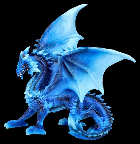Eisdrache Figur in Dunkelblau, 21,5 cm, Kunststein, Handbemalt - Majestätischer Drache mit Kristallschuppen, Blau Eisdrache Figur in Dunkelblau, 21,5 cm, Kunststein, Handbemalt - Majestätischer Drache mit Kristallschuppen, Blau von Figuren Shop GmbH