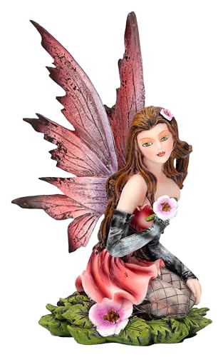 Elfen Figur Noandra mit Blumen 15,5 cm | Fee Statue Fantasy Deko rosa pink von Figuren Shop GmbH