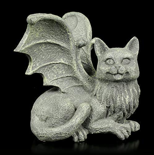 Fantasy Katzen Gargoyle Figur | Gartenfigur, handbemalt von Figuren Shop GmbH