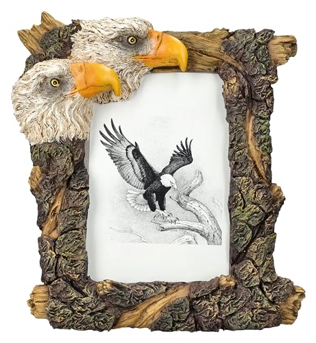 Figuren Shop GmbH Adler Bilderrahmen - Weißkopfseeadler Design, 15x10cm Bildgröße, 22.5cm Höhe, Western Deko Vogel von Figuren Shop GmbH