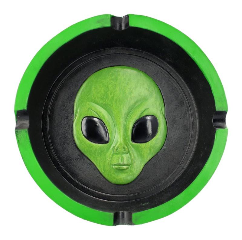 Figuren Shop GmbH Aschenbecher Alien Aschenbecher – Sci-Fi Figur Deko Skurril Geschenk 12cm Alienkopf von Figuren Shop GmbH