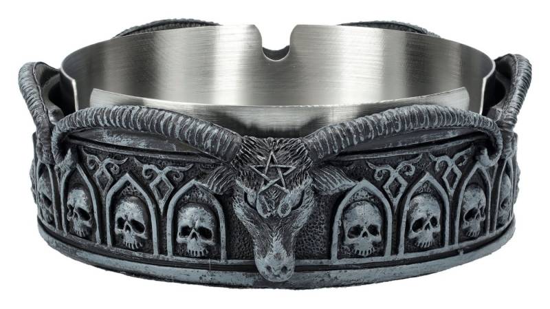 Figuren Shop GmbH Aschenbecher Baphomet Aschenbecher – Totenkopf Gothic Deko mit Pentagramm 12 cm Figuren Shop GmbH Aschenbecher Baphomet Aschenbecher – Totenkopf Gothic Deko mit Pentagramm 12 cm von Figuren Shop GmbH