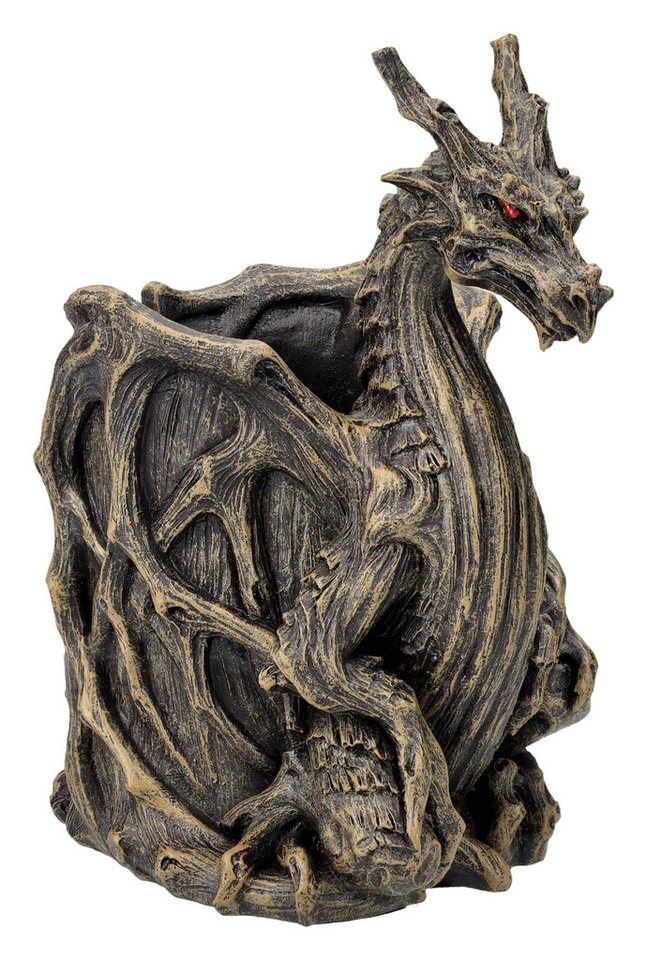 Figuren Shop GmbH Aufbewahrungsbecher Stiftebecher Walddrache - Forest Dragon - Stifthalter Aufbewahrung, Kunststein (Polyresin) von Figuren Shop GmbH