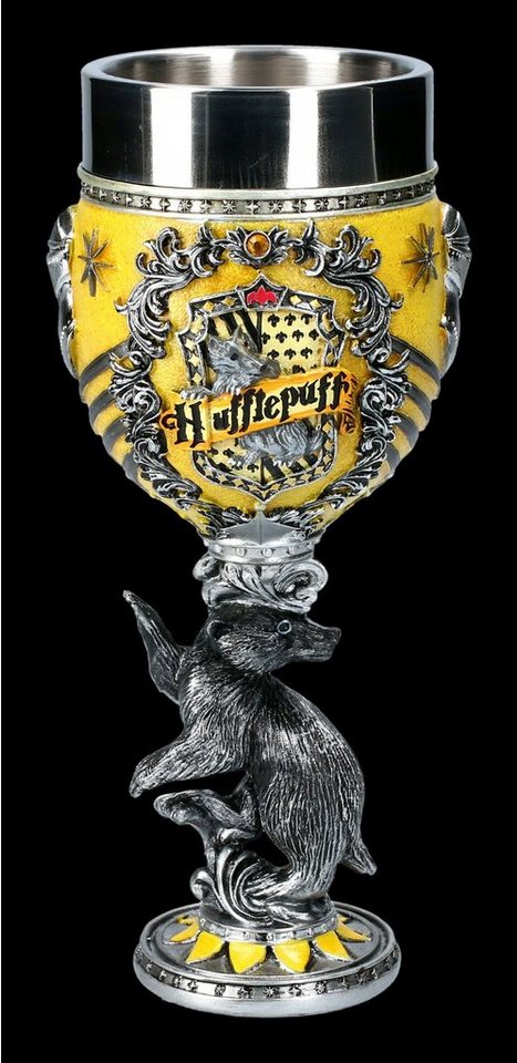 Figuren Shop GmbH Becher Harry Potter Kelch - Hufflepuff - Film Merchandise Becher, Kunststein (Polyresin), Edelstahl von Figuren Shop GmbH