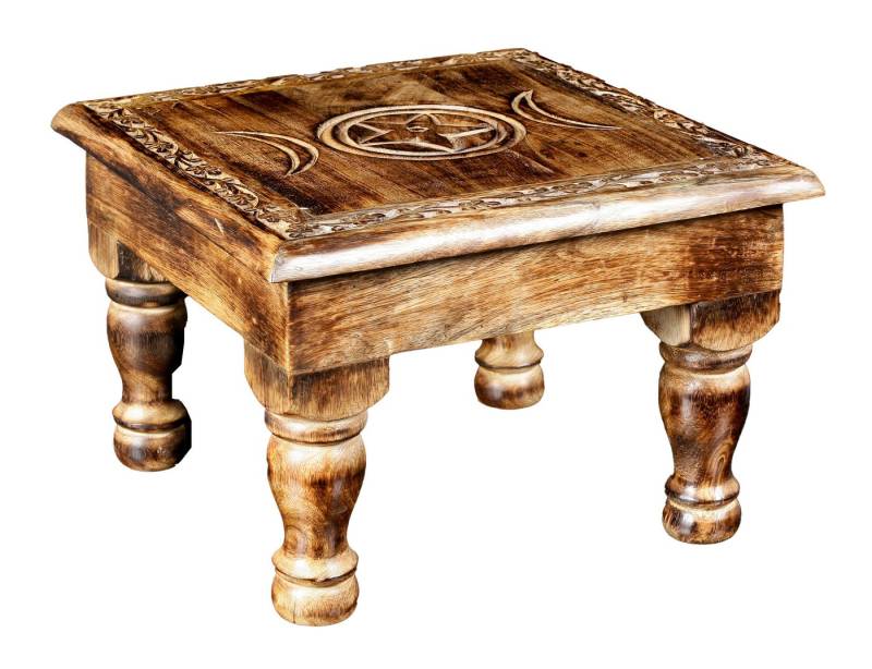Figuren Shop GmbH Beistelltisch Tisch Altar - Triple Moon mit Verzierungen - Ritual Tischaltar von Figuren Shop GmbH