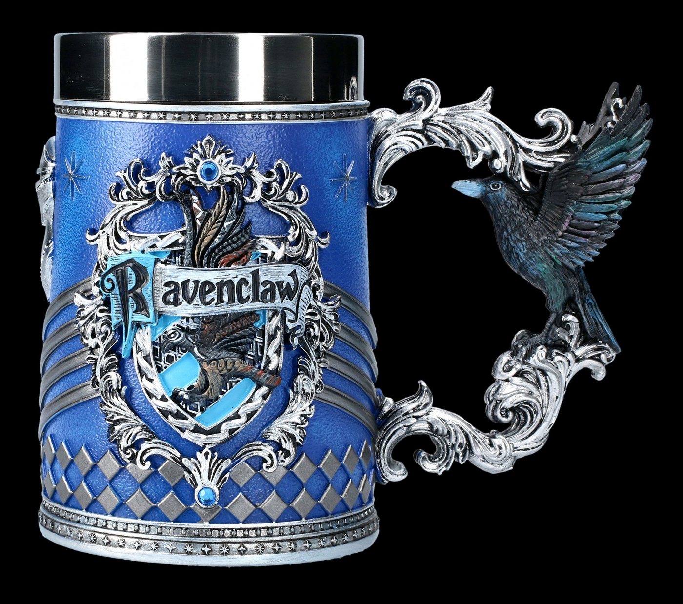 Figuren Shop GmbH Bierkrug Harry Potter Krug - Ravenclaw - Rabe Bierkrug, Kunststein (Polyresin), Edelstahl von Figuren Shop GmbH