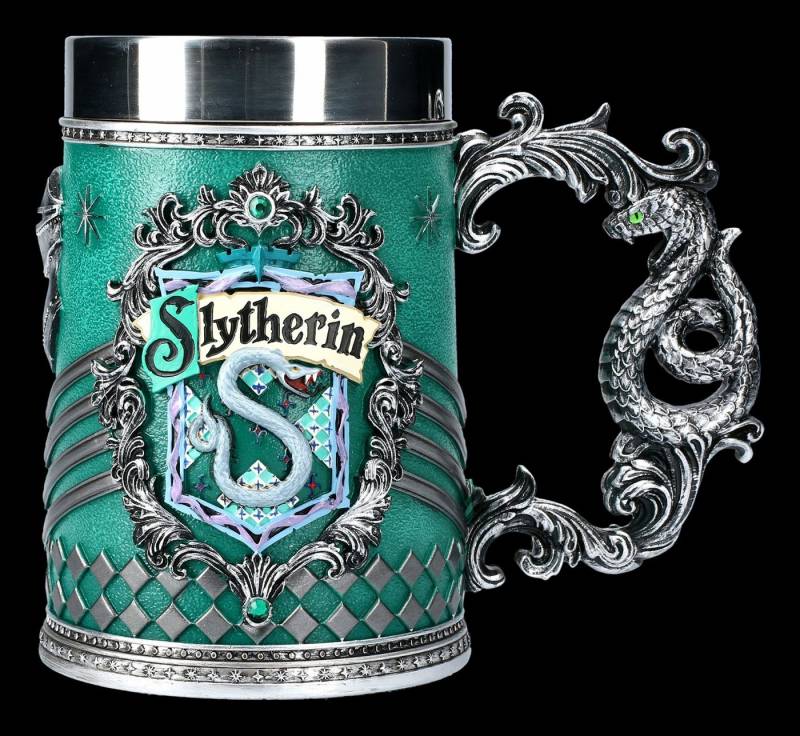 Figuren Shop GmbH Bierkrug Harry Potter Krug - Slytherin - Bierkrug Film Deko, Kunststein (Polyresin), Edelstahl von Figuren Shop GmbH