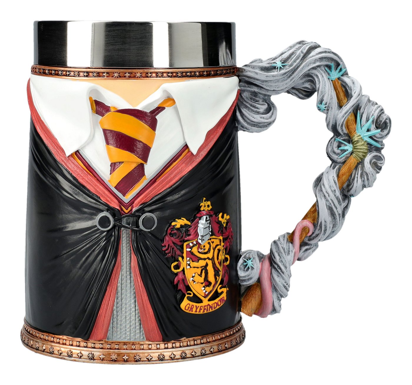 Figuren Shop GmbH Bierkrug Krug Harry Potter - Ron Weasley - Fantasy Film Merchandise Gryffindor, Kunststein (Polyresin), Edelstahl von Figuren Shop GmbH