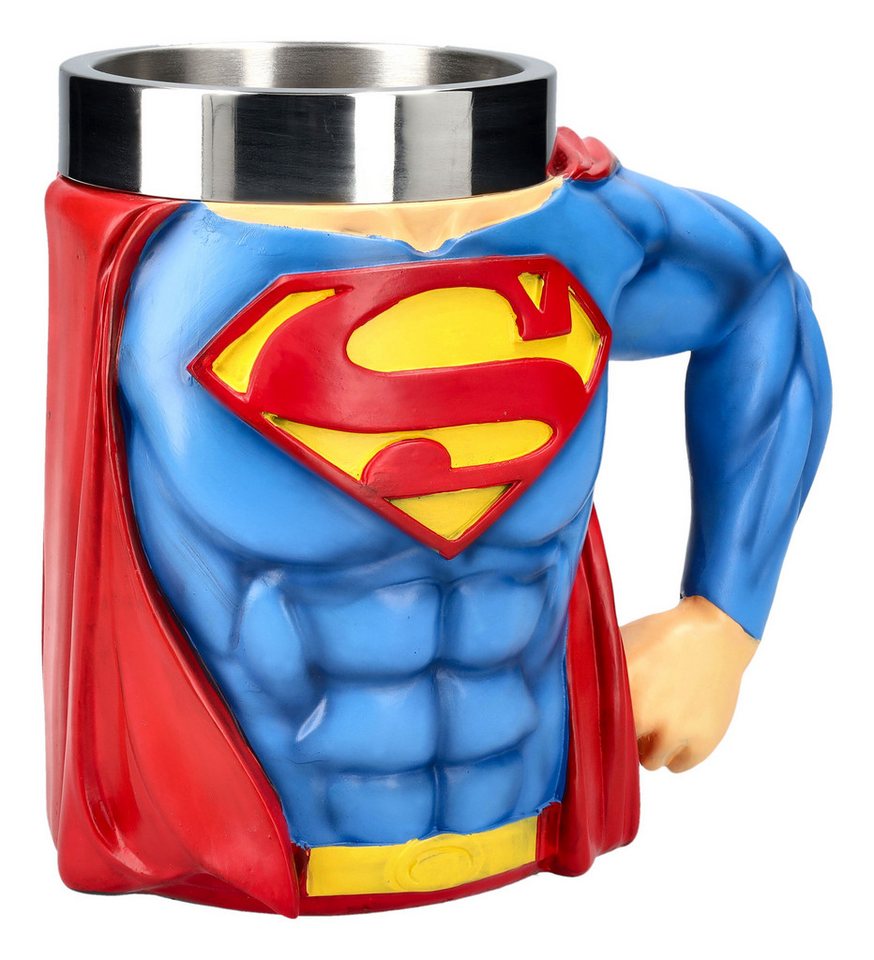 Figuren Shop GmbH Bierkrug Krug Superheld Superman - Bierkrug Fantasy Merchandise Dekoration, Kunststein (Polyresin), Edelstahl von Figuren Shop GmbH