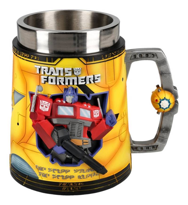 Figuren Shop GmbH Bierkrug Transformers Krug – Optimus Prime Rodimus Tankard 600 ml 15 cm Deko, Kunststein (Polyresin), Edelstahl von Figuren Shop GmbH