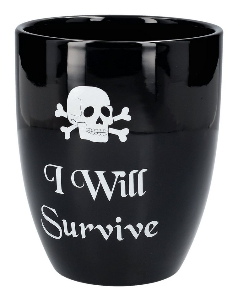 Figuren Shop GmbH Blumentopf Blumentopf Gothic - I will Survive - Fantasy Pflanzentopf Dekoration von Figuren Shop GmbH