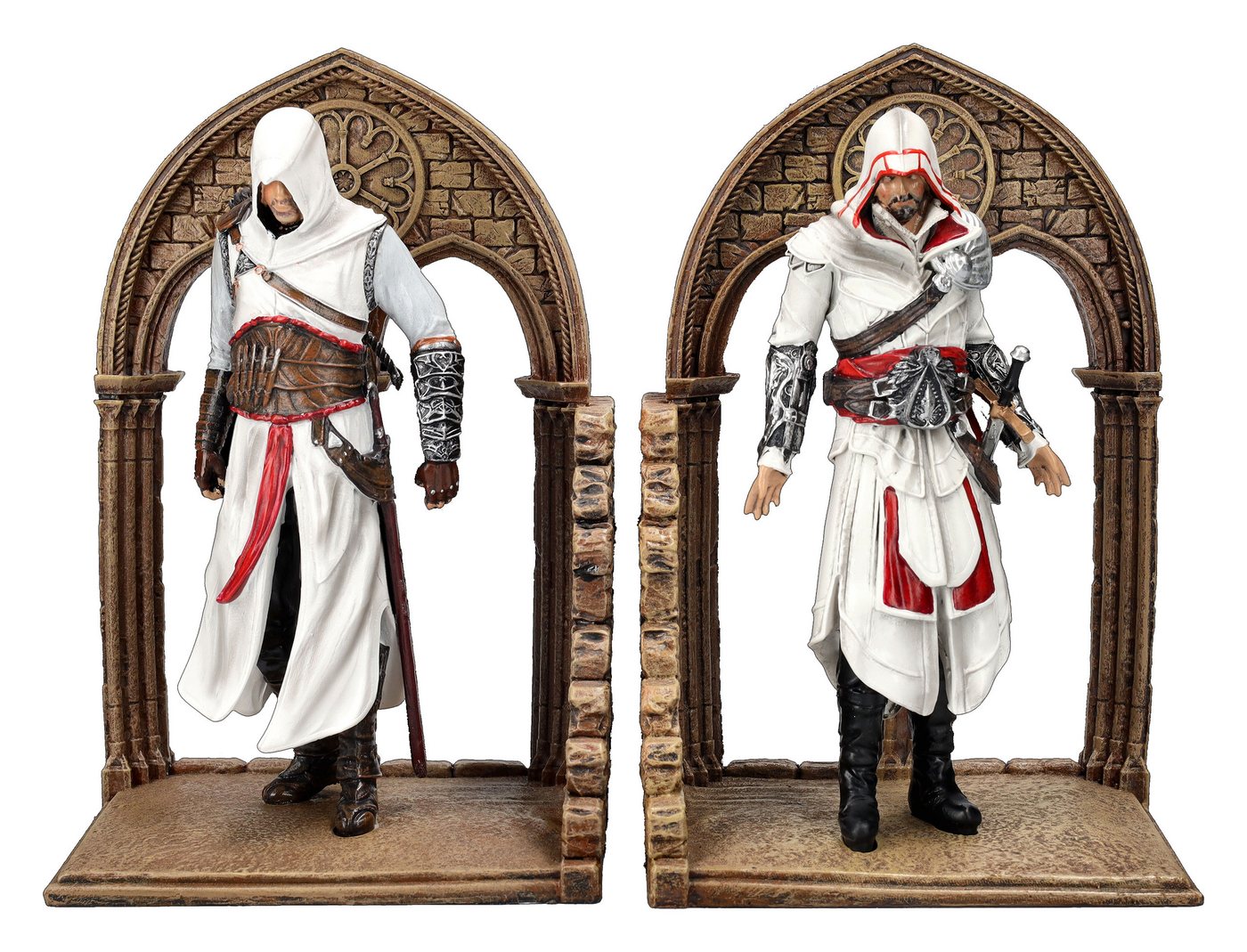 Figuren Shop GmbH Buchstütze Assassins Creed Buchstützen - Altair und Ezio - Gaming Dekofigur Merchandise (2 St) von Figuren Shop GmbH