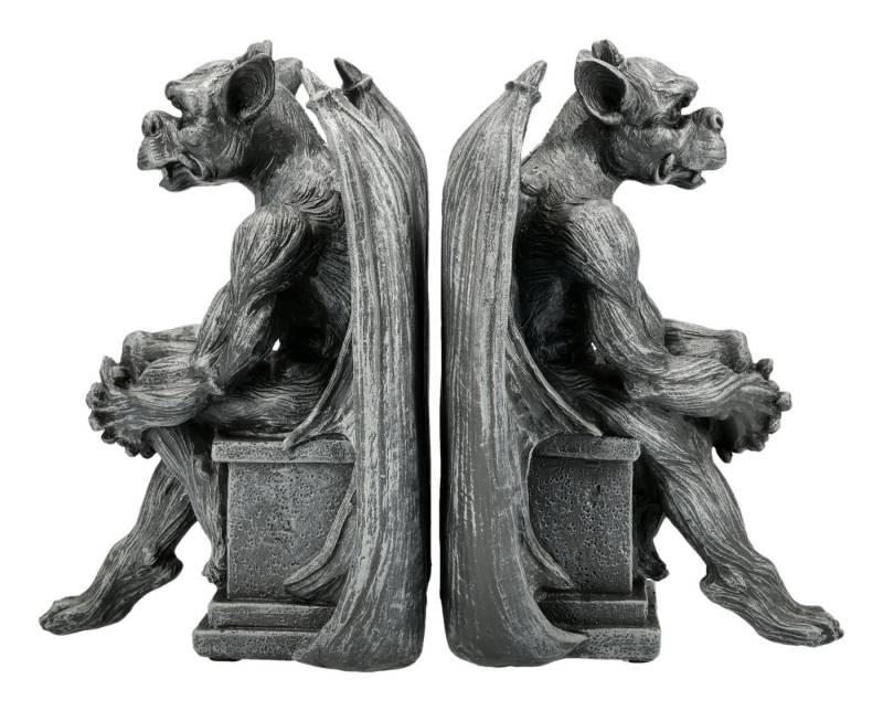 Figuren Shop GmbH Buchstütze Gargoyle Buchstützen – Gothic Wächter Figuren Fantasy Statue 19,5 cm (2 St) von Figuren Shop GmbH